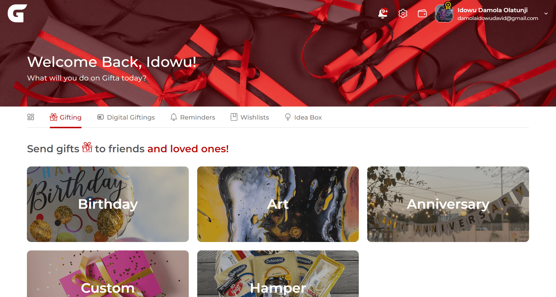 Gifta - Web Dashboard